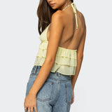 Zephi Split Front Ruffled Top