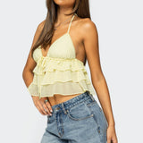 Zephi Split Front Ruffled Top
