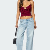 Layered Bra Cowl Neck Top