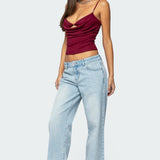 Layered Bra Cowl Neck Top