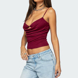 Layered Bra Cowl Neck Top