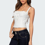 Dulcie Dotted Cotton Bustier Top