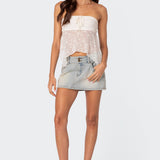 Embroidered Sheer Strapless Top
