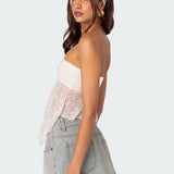 Embroidered Sheer Strapless Top