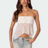 Embroidered Sheer Strapless Top