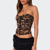 Lennox Leopard Print Mesh Corset