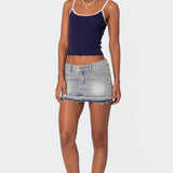 Priyanka Distressed Denim Mini Skirt