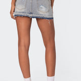 Priyanka Distressed Denim Mini Skirt