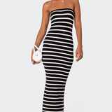 Knit Back Slitted Maxi Dress