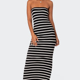 Knit Back Slitted Maxi Dress