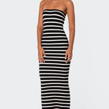 Knit Back Slitted Maxi Dress