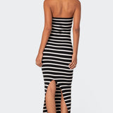 Knit Back Slitted Maxi Dress