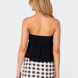Linen Look Strapless Peplum Top