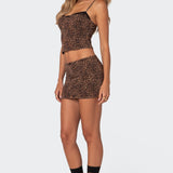 Edin Leopard Print Mesh Mini Skirt