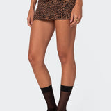 Edin Leopard Print Mesh Mini Skirt
