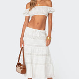 Skye Off Shoulder Eyelet Crop Top