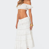 Skye Off Shoulder Eyelet Crop Top