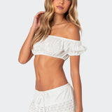 Skye Off Shoulder Eyelet Crop Top
