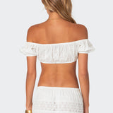 Skye Off Shoulder Eyelet Crop Top