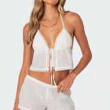 Jael Tie Front Eyelet Halter Top