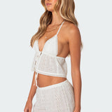 Jael Tie Front Eyelet Halter Top