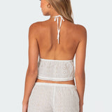 Jael Tie Front Eyelet Halter Top