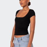 Priscilla Lace Trim T Shirt
