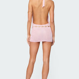Cowl Neck Backless Knit Mini Dress
