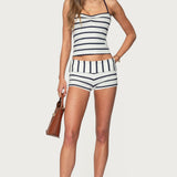 Lorenza Striped Fold Over Shorts