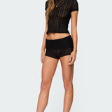 Rye Sheer Textured Foldover Shorts