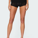 Rye Sheer Textured Foldover Shorts