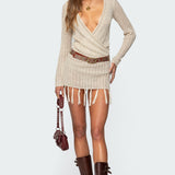 Tassel Knit Wrap Mini Dress