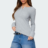 Helaine Waffle Henley T Shirt