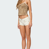 Hearts Low Rise Micro Denim Shorts