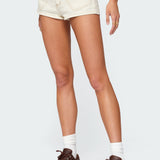 Hearts Low Rise Micro Denim Shorts