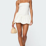 Ribbed Bubble Skirt Mini Dress