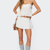Dora Eyelet Flared Mini Skirt