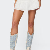 Dora Eyelet Flared Mini Skirt