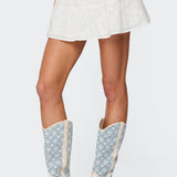 Dora Eyelet Flared Mini Skirt