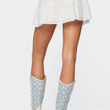 Dora Eyelet Flared Mini Skirt