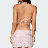 Nelley Backless Beaded Sequin Chiffon Top
