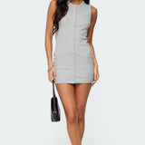 Rey Button Up Ribbed Mini Dress