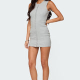 Rey Button Up Ribbed Mini Dress