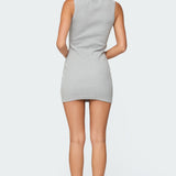 Rey Button Up Ribbed Mini Dress