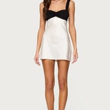 Contrast Satin Effect Mini Dress