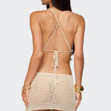 Alora Iridescent Crochet Backless Top