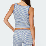 Monti Striped Henley Tank Top