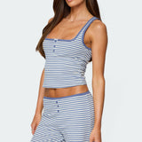 Monti Striped Henley Tank Top