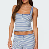 Monti Striped Henley Tank Top