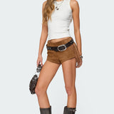 Sapir Fringe Faux Suede Shorts